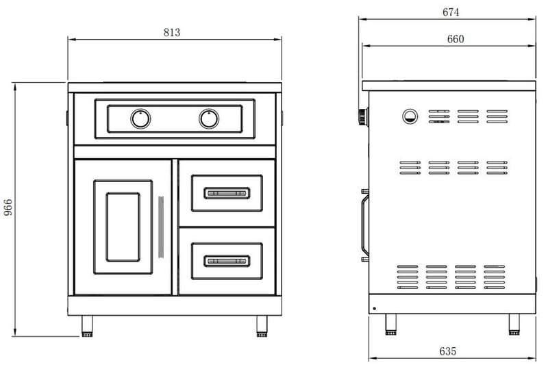 Inox Range - Modul med sidobrännare - Myoutdoorkitchen - Utemöbler - Grillar & matlagning utomhus - Grillwok & stekhällar