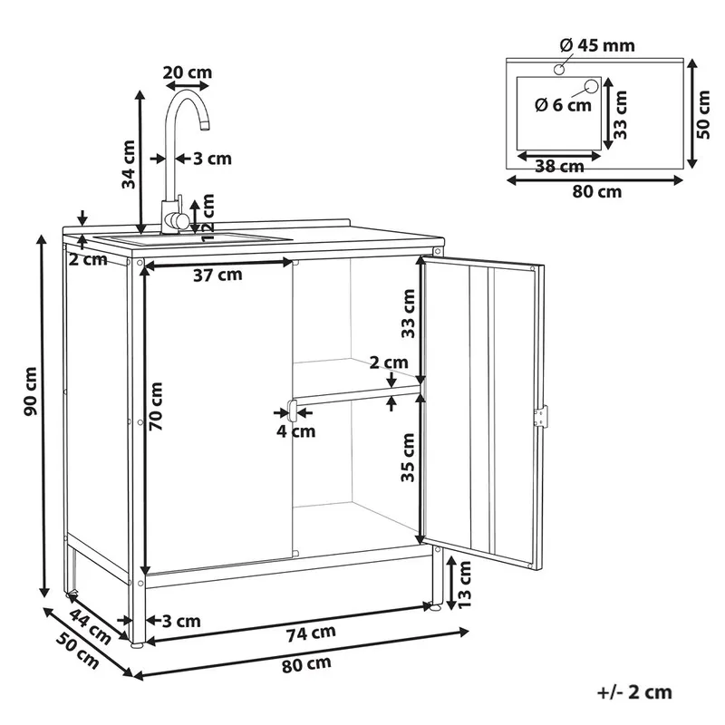 Kökskåp med vask Vilama - Svart - Utemöbler - Grillar & matlagning utomhus - Utekök