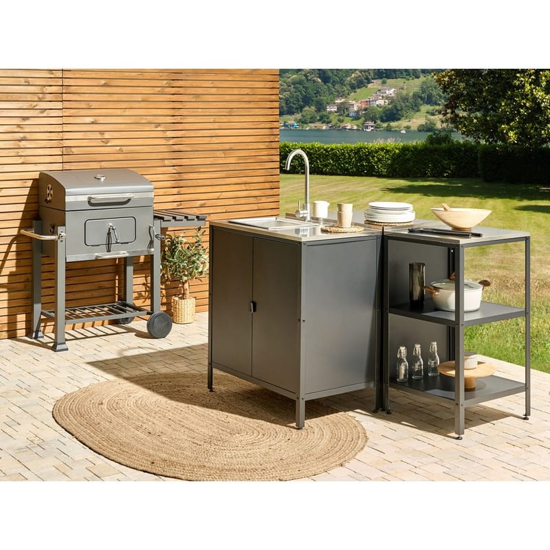 Kökskåp med vask Vilama - Svart - Utemöbler - Grillar & matlagning utomhus - Utekök