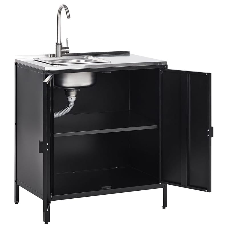 Kökskåp med vask Vilama - Svart - Utemöbler - Grillar & matlagning utomhus - Utekök