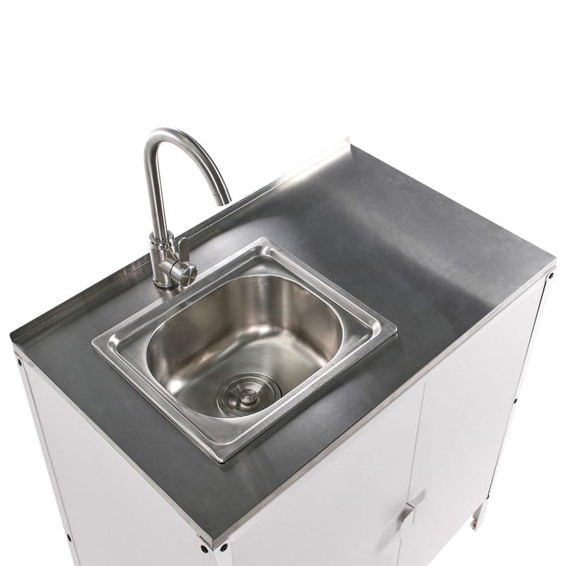 Kökskåp med vask Vilama - Vit, Silver - Utemöbler - Grillar & matlagning utomhus - Utekök