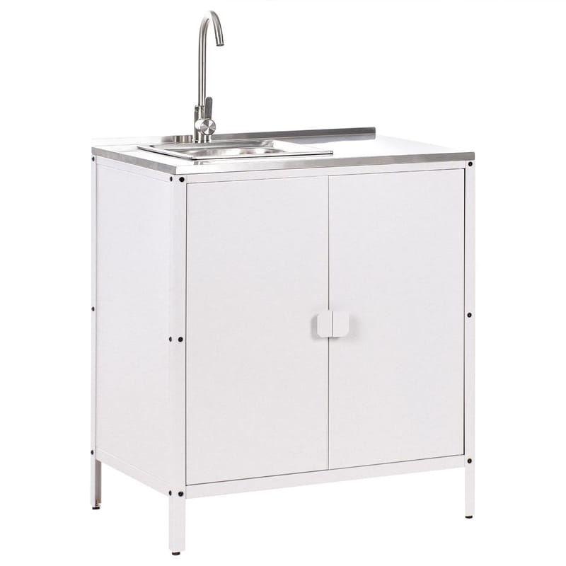 Kökskåp med vask Vilama, Vit, Silver