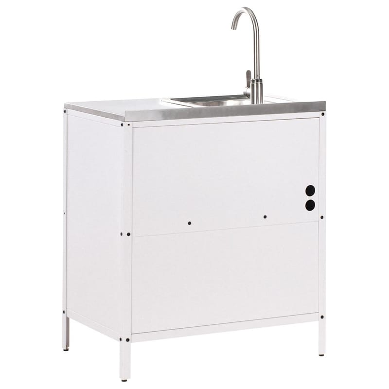 Kökskåp med vask Vilama - Vit, Silver - Utemöbler - Grillar & matlagning utomhus - Utekök