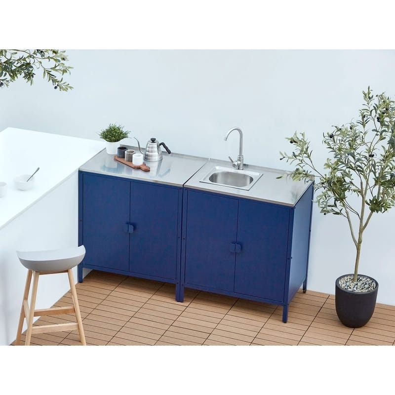 Kökskåp Vilama - Blå, Silver - Utemöbler - Grillar & matlagning utomhus - Utekök