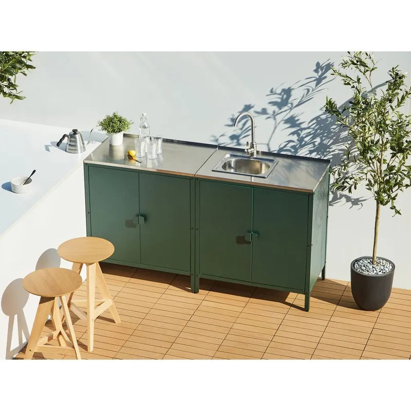 Kökskåp Vilama - Grön, Silver - Utemöbler - Grillar & matlagning utomhus - Utekök