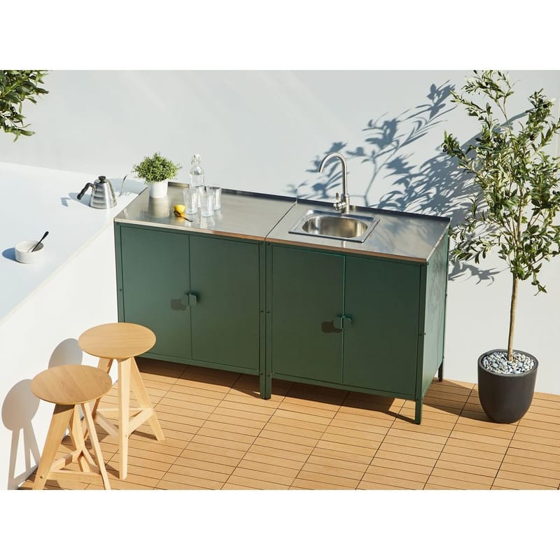 Kökskåp Vilama - Grön, Silver - Utemöbler - Grillar & matlagning utomhus - Utekök
