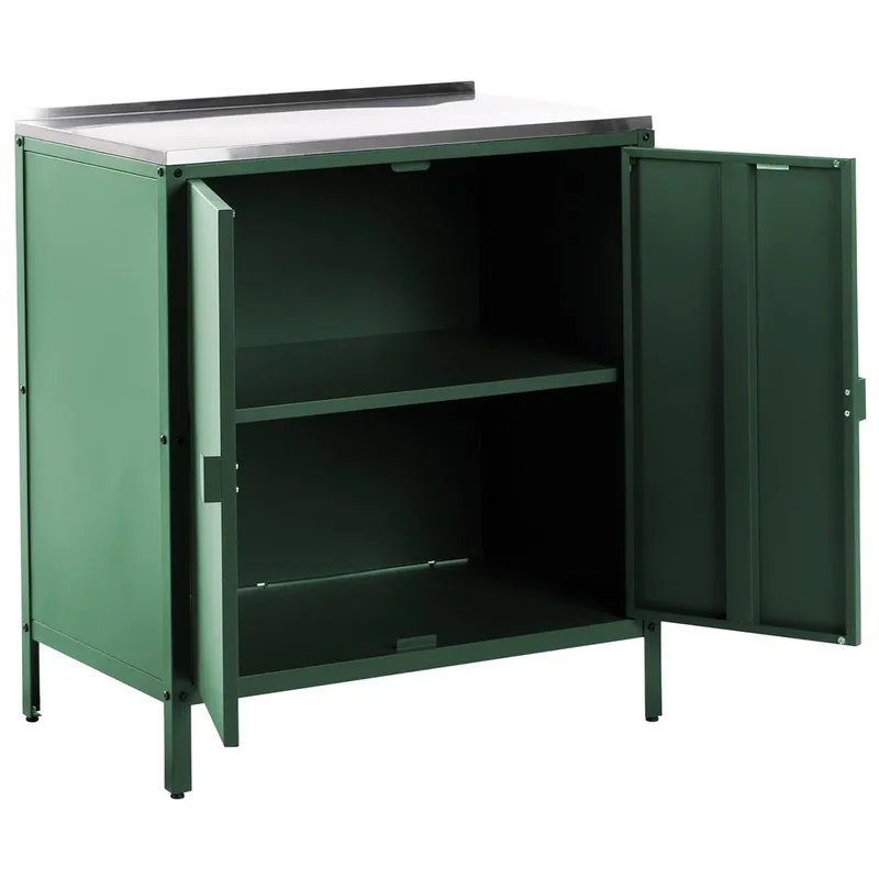 Kökskåp Vilama - Grön, Silver - Utemöbler - Grillar & matlagning utomhus - Utekök