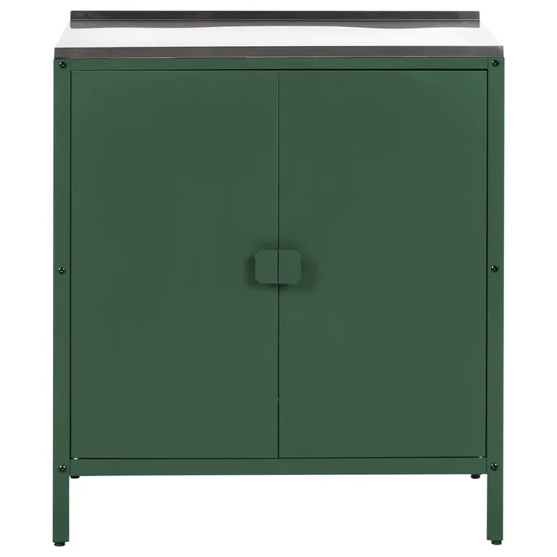 Kökskåp Vilama - Grön, Silver - Utemöbler - Grillar & matlagning utomhus - Utekök