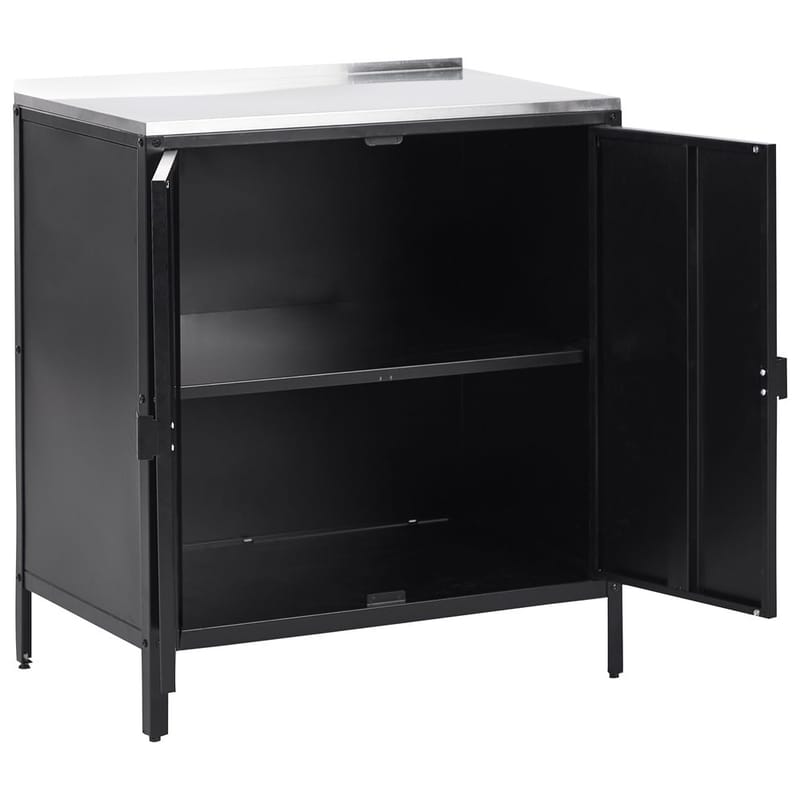 Kökskåp Vilama - Svart, Silver - Utemöbler - Grillar & matlagning utomhus - Utekök