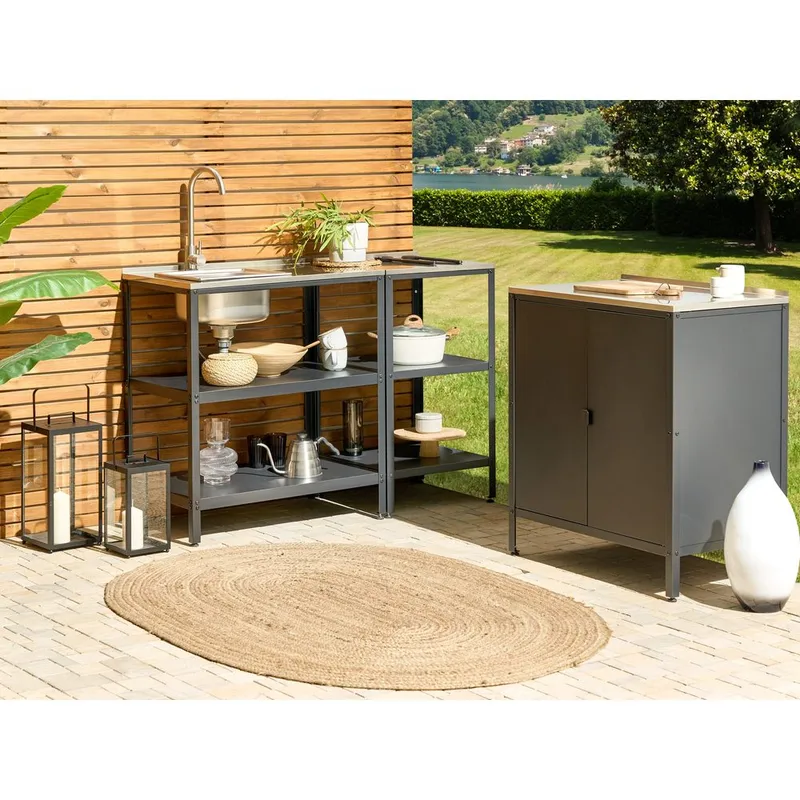 Köksö med vask Vilama - Svart, Silver - Utemöbler - Grillar & matlagning utomhus - Utekök