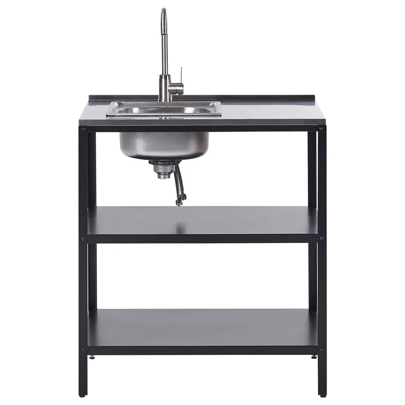 Köksö med vask Vilama - Svart, Silver - Utemöbler - Grillar & matlagning utomhus - Utekök
