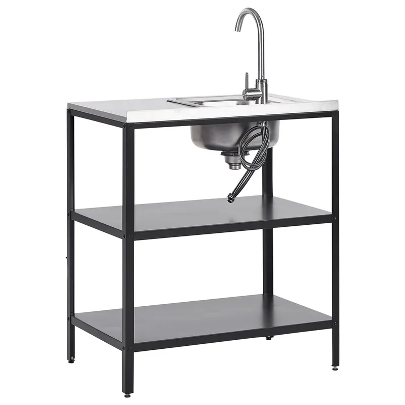 Köksö med vask Vilama - Svart, Silver - Utemöbler - Grillar & matlagning utomhus - Utekök