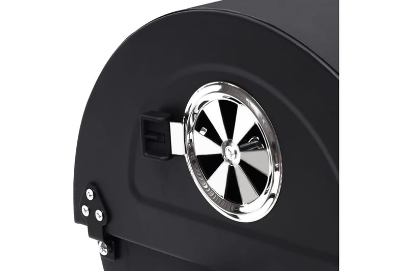 Grilltunna med hjul och bord svart stål 115x85x95 cm - Svart - Kolgrill