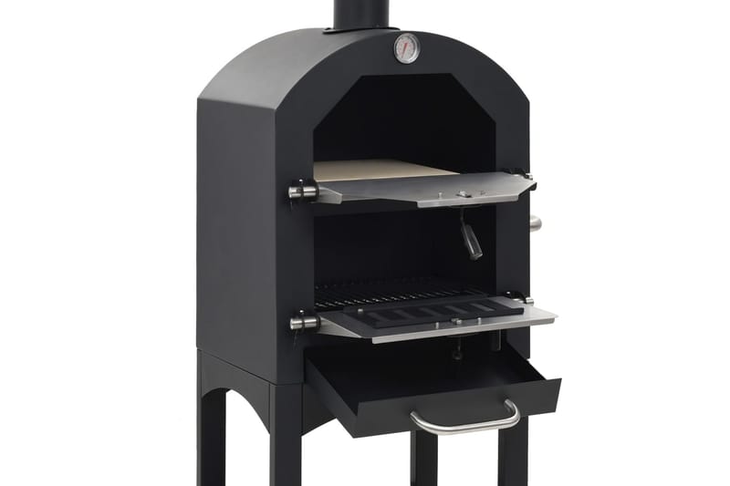 Pizzaugn koleldad med tegelplattor & pizzasten - Svart - Utemöbler - Grillar & matlagning utomhus - Övriga grillar - Pizzaugn & vedugn