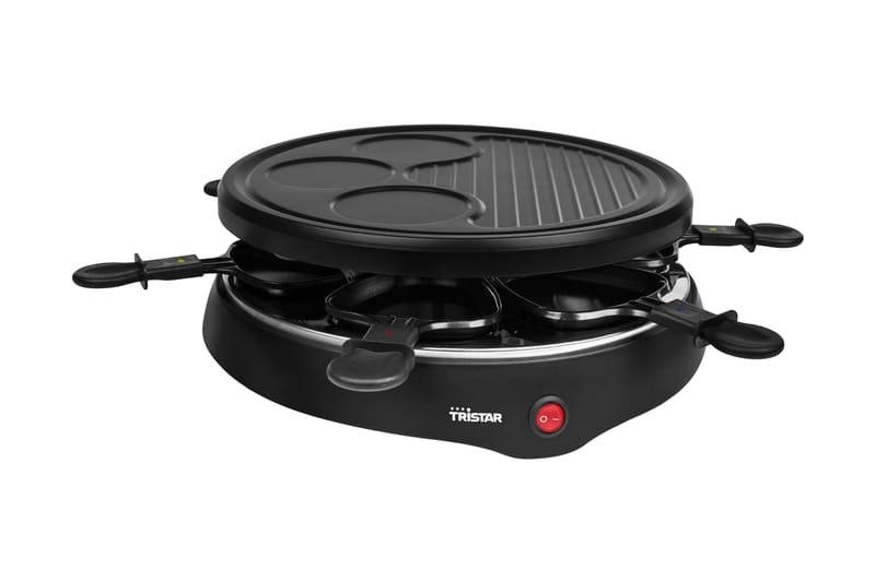 Tristar Raclettegrill med 6 pannor 800W 29cm svart - Svart - Raclettgrill