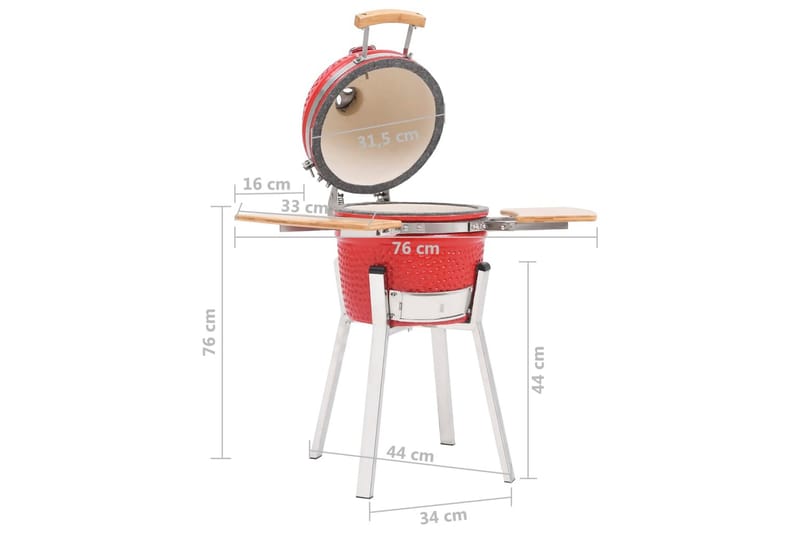 Kamado Rökgrill keramik 76 cm - Röd - Utemöbler - Grillar & matlagning utomhus - Rökar & rökgrill