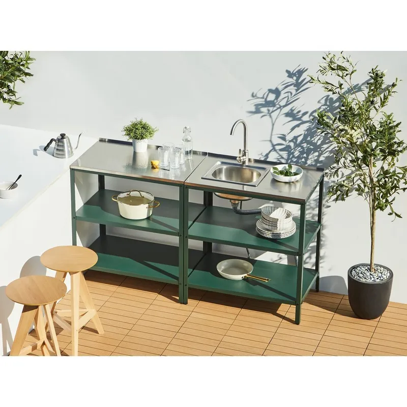 Stor köksö Vilama - Grön, Silver - Utemöbler - Grillar & matlagning utomhus - Utekök