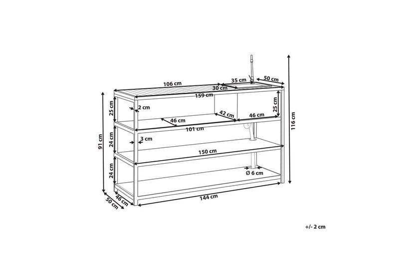 Trädgårdskök Avetrana 159x50x116 cm - 159x50x116 cm - Utemöbler - Grillar & matlagning utomhus - Utekök