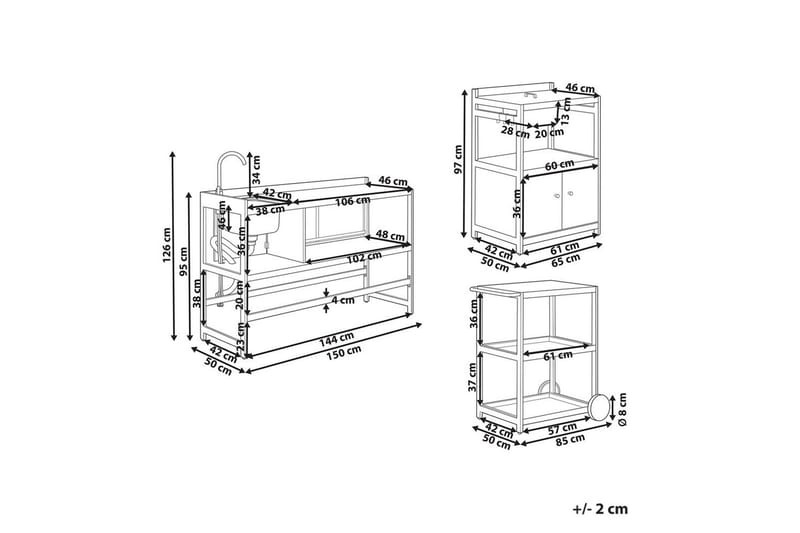 Trädgårdskök Ortisei Grå - Grå - Utemöbler - Grillar & matlagning utomhus - Utekök