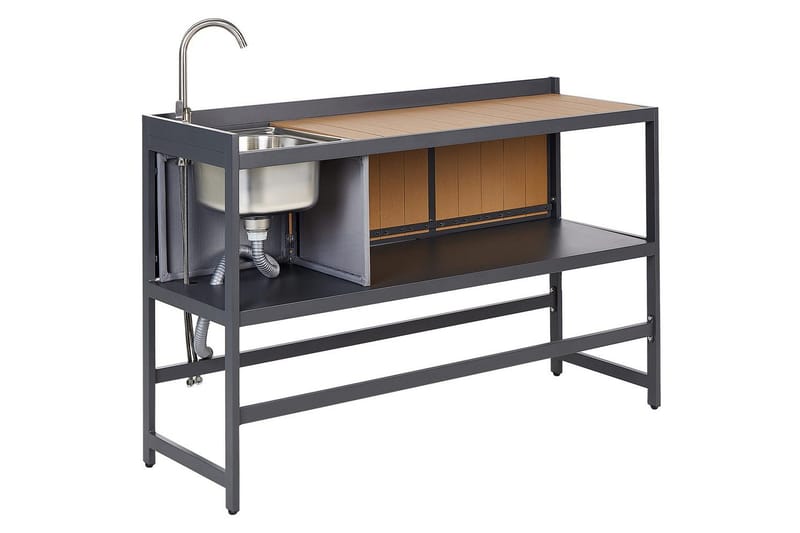 Trädgårdskök Ortisei Ljus trä/grå - Ljus trä/grå - Utemöbler - Grillar & matlagning utomhus - Utekök