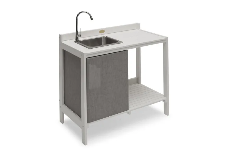 Hillerstorp Läckö Utekök med Vask + Arbetsbänk - Vit - Utemöbler - Grillar & matlagning utomhus - Utekök