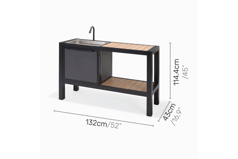 PANAMA Utekök utan grill 132x48 cm Svart - Lifestyle Garden - Utemöbler - Grillar & matlagning utomhus - Utekök