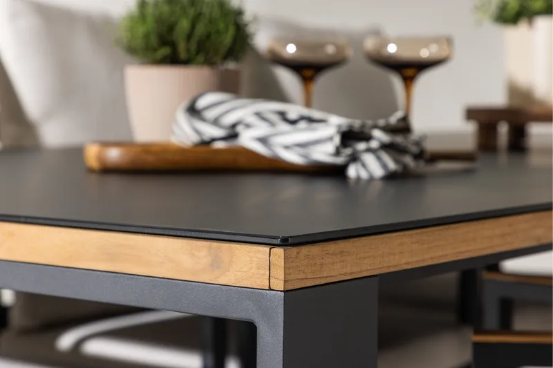 Aspvik Matgrupp 200x100cm - Svart/Teak - Utemöbler - Utegrupp - Matgrupper utomhus