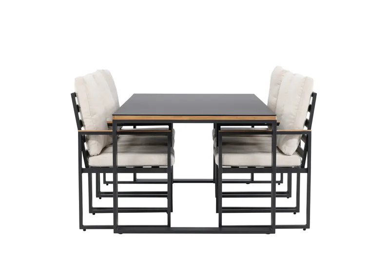 Aspvik Matgrupp 200x100cm - Svart/Teak - Utemöbler - Utegrupp - Matgrupper utomhus