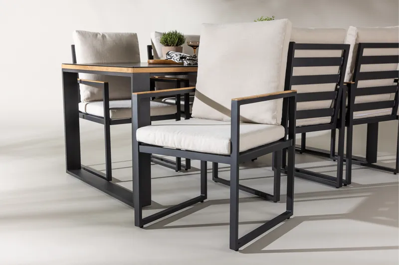 Aspvik Matgrupp 200x100cm - Svart/Teak - Utemöbler - Utegrupp - Matgrupper utomhus