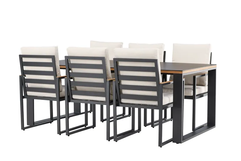 Aspvik Matgrupp 200x100cm - Svart/Teak - Utemöbler - Utegrupp - Matgrupper utomhus