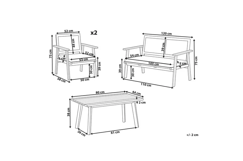 2-sitssoffa med fåtöljer Arenella - Utemöbler - Utegrupp - Loungegrupp