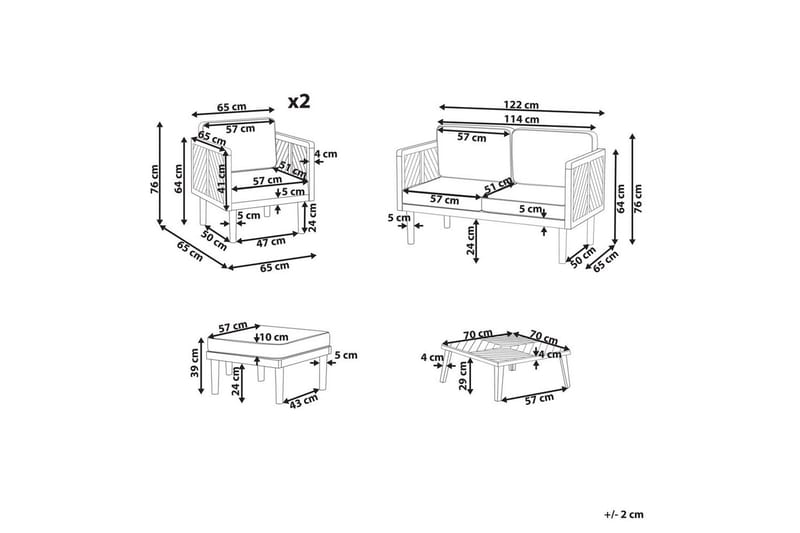 2-sitssoffa med fåtöljer Baratti - Utemöbler - Utegrupp - Loungegrupp