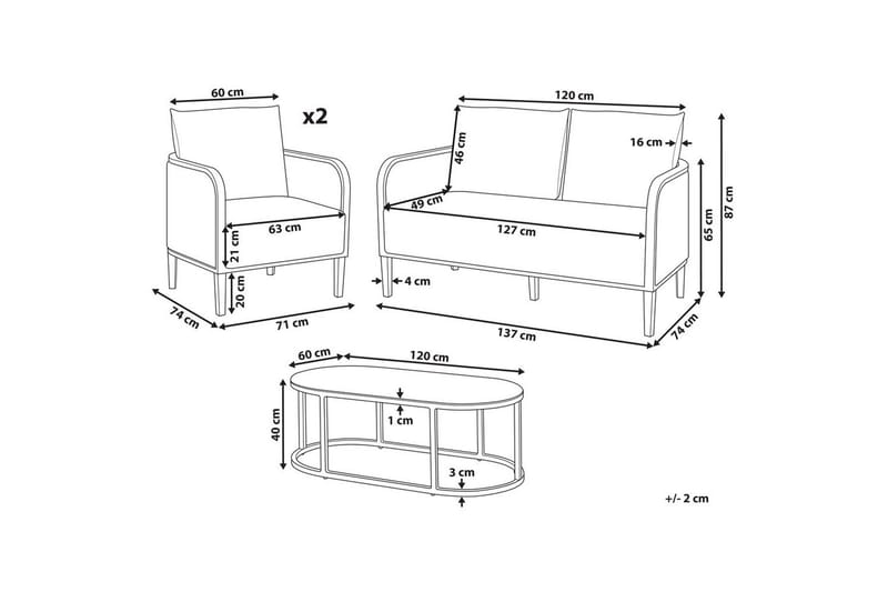 2-sitssoffa med fåtöljer Montefalco - Utemöbler - Utegrupp - Loungegrupp