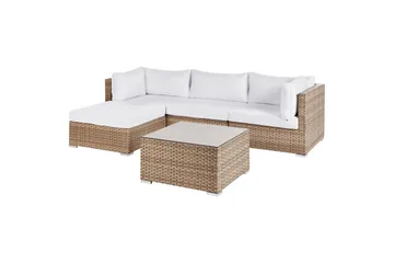 3-sits Loungegrupp Sano Vänstervänd - Natur/vit - Utemöbler - Utegrupp - Loungegrupp