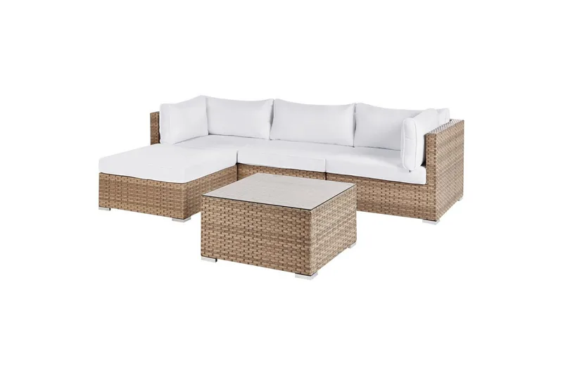 3-sits Loungegrupp Sano Vänstervänd - Natur/vit - Utemöbler - Utegrupp - Loungegrupp