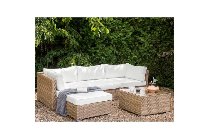 3-sits Loungegrupp Sano Vänstervänd - Natur/vit - Utemöbler - Utegrupp - Loungegrupp