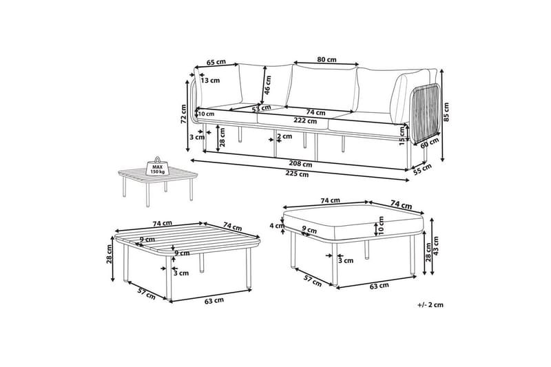 3-sits soffa med ottoman Senise - Utemöbler - Utegrupp - Loungegrupp