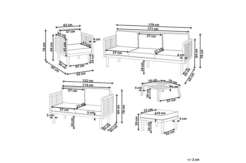 3-sitssoffa med fåtöljer Baratti - Utemöbler - Utegrupp - Loungegrupp