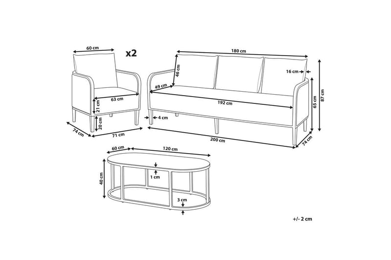 3-sitssoffa med fåtöljer Montefalco - Utemöbler - Utegrupp - Loungegrupp