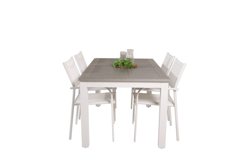 Albany Matgrupp Utomhus 150-210 cm Rektangulär med 4 Santorini Utestolar - Grå - Utemöbler - Utegrupp - Matgrupper utomhus