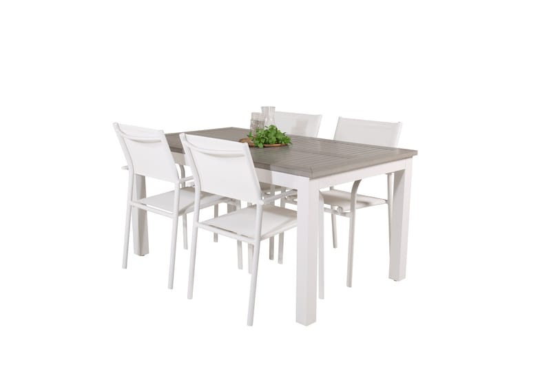 Albany Matgrupp Utomhus 150-210 cm Rektangulär med 4 Santorini Utestolar - Grå - Utemöbler - Utegrupp - Matgrupper utomhus