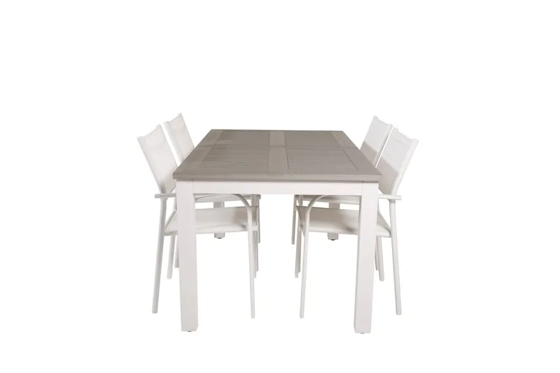 Albany Matgrupp Utomhus 150-210 cm Rektangulär med 4 Santorini Utestolar, Grå