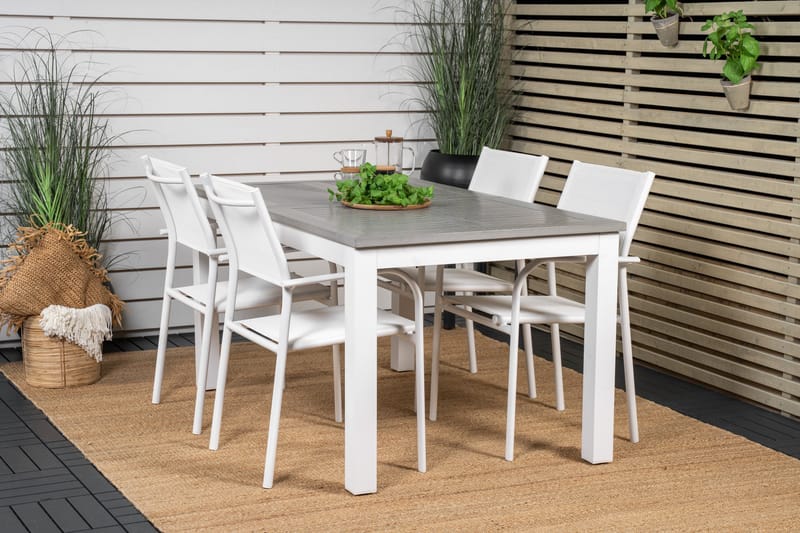Albany Matgrupp Utomhus 150-210 cm Rektangulär med 4 Santorini Utestolar - Grå - Utemöbler - Utegrupp - Matgrupper utomhus