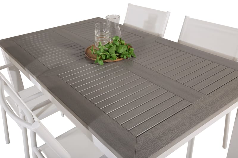 ALBANY Matgrupp Utomhus 150-210 cm Rektangulär med 4 SANTORINI Utestolar - Utemöbler - Utegrupp - Matgrupper utomhus