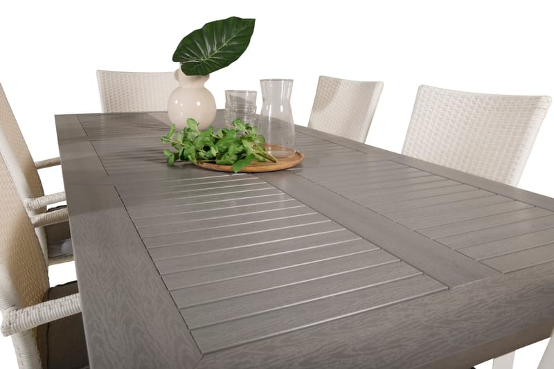 Albany Matgrupp Utomhus 150-210 cm Rektangulär med 6 Anna Utestolar - Grå - Utemöbler - Utegrupp - Matgrupper utomhus