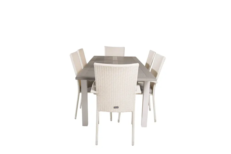 Albany Matgrupp Utomhus 150-210 cm Rektangulär med 6 Anna Utestolar, Grå