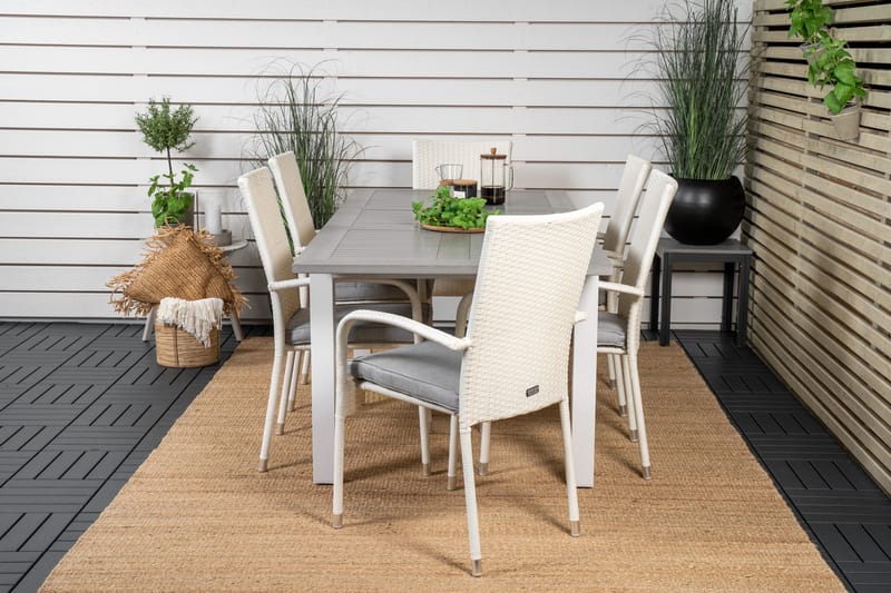 Albany Matgrupp Utomhus 150-210 cm Rektangulär med 6 Anna Utestolar - Grå - Utemöbler - Utegrupp - Matgrupper utomhus