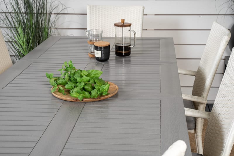 Albany Matgrupp Utomhus 150-210 cm Rektangulär med 6 Anna Utestolar - Grå - Utemöbler - Utegrupp - Matgrupper utomhus