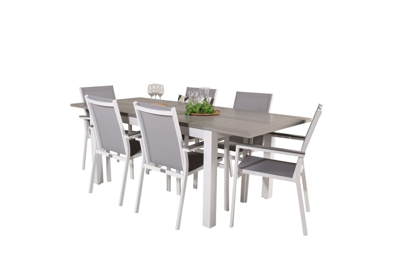ALBANY Matgrupp Utomhus 150-210 cm Rektangulär med 6 PARMA Utestolar - Utemöbler - Utegrupp - Matgrupper utomhus