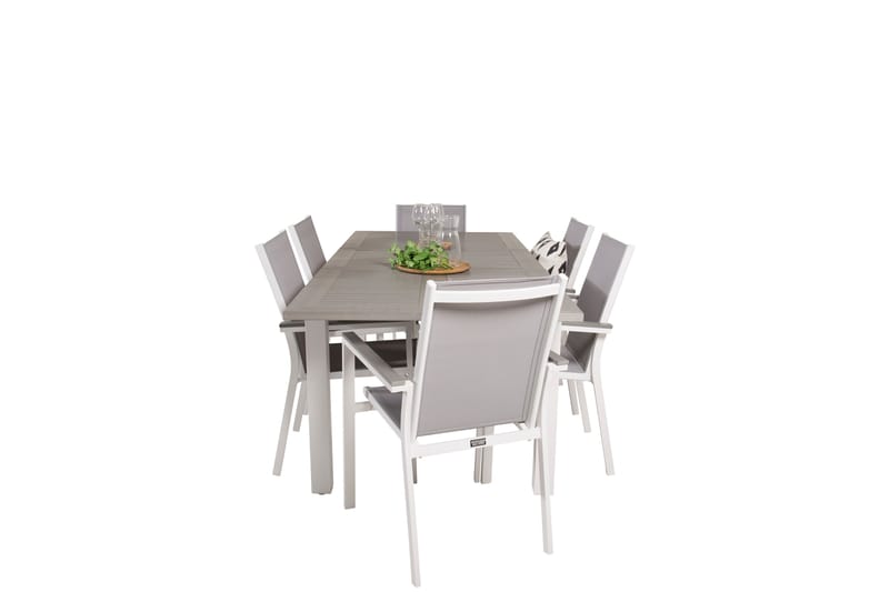 ALBANY Matgrupp Utomhus 150-210 cm Rektangulär med 6 PARMA Utestolar - Utemöbler - Utegrupp - Matgrupper utomhus